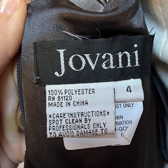 NWT Jovani Crepe Georgette Beaded Strapless Gown Abstract Floral Hibiscus Print - Picture 7 of 8